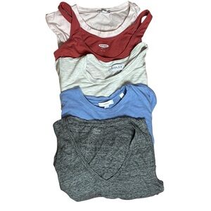 5 asst Old Navy Women's Short Sleeve Tees - Red, White, Blue, Gray